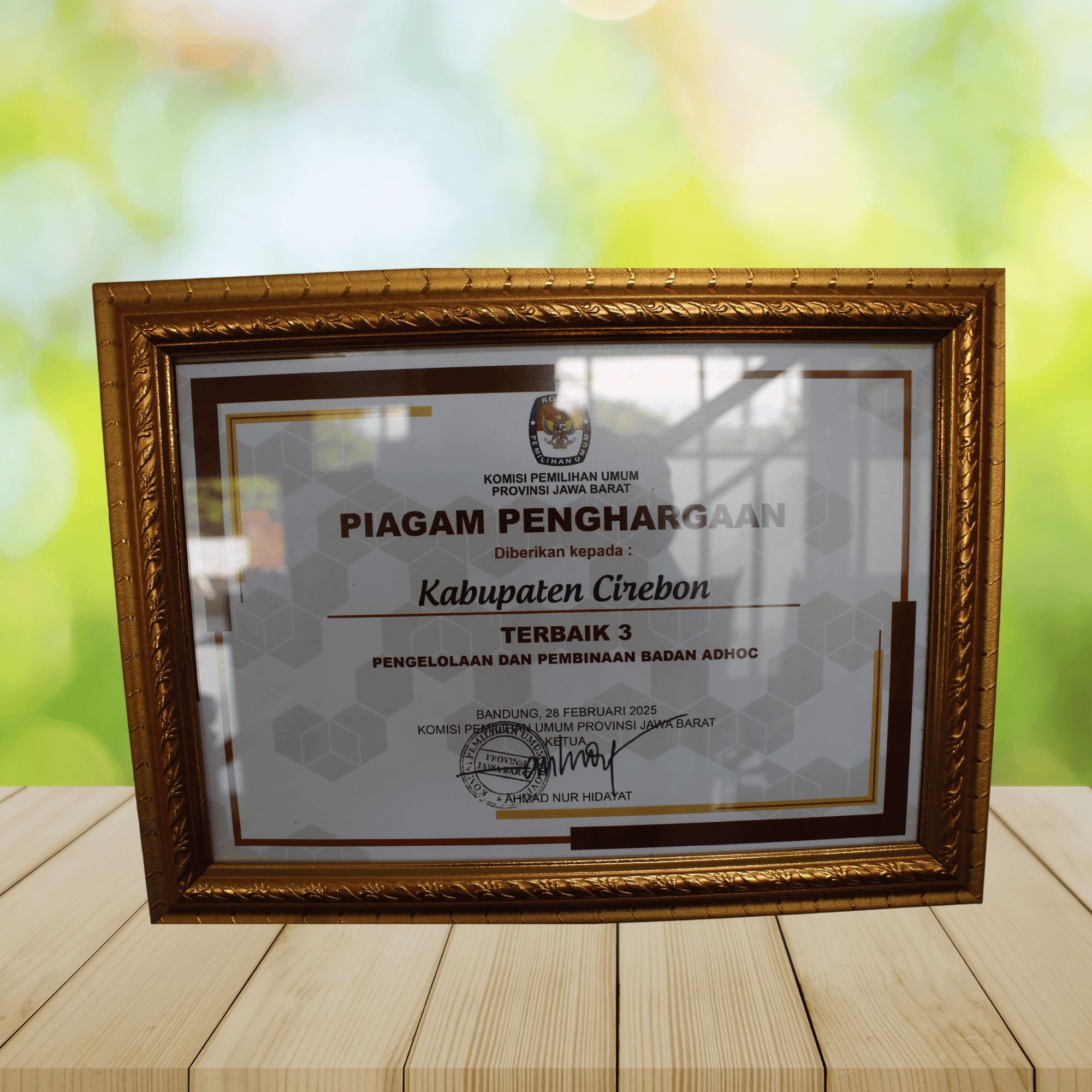 Piagam Penghargaan dari KPU Provinsi Jawa Barat Tahun 2025